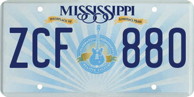 MS license plate ZCF880