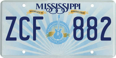 MS license plate ZCF882
