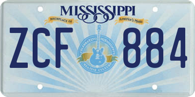 MS license plate ZCF884