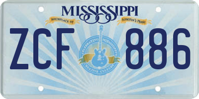 MS license plate ZCF886