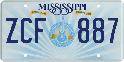 MS license plate ZCF887