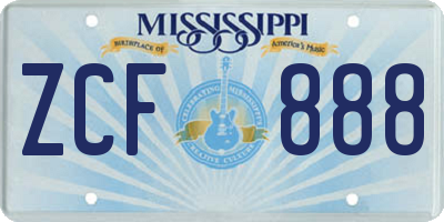 MS license plate ZCF888