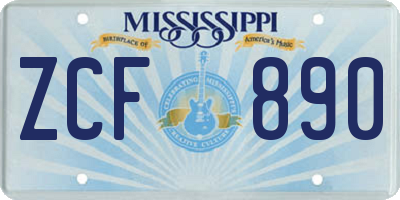 MS license plate ZCF890