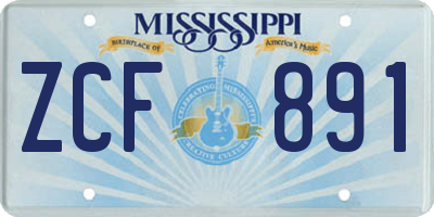 MS license plate ZCF891
