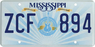MS license plate ZCF894
