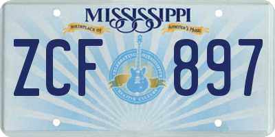 MS license plate ZCF897