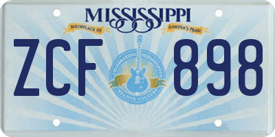 MS license plate ZCF898