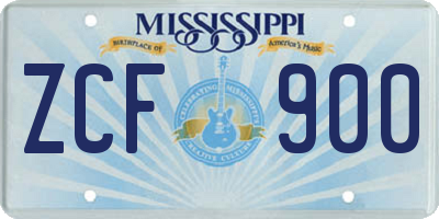 MS license plate ZCF900