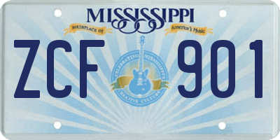 MS license plate ZCF901