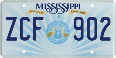 MS license plate ZCF902