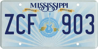 MS license plate ZCF903