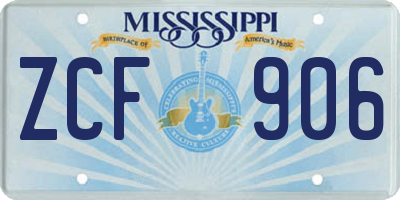 MS license plate ZCF906