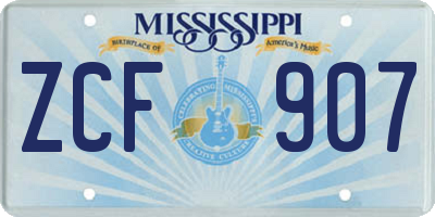 MS license plate ZCF907