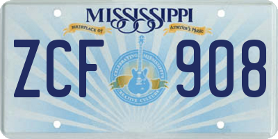MS license plate ZCF908
