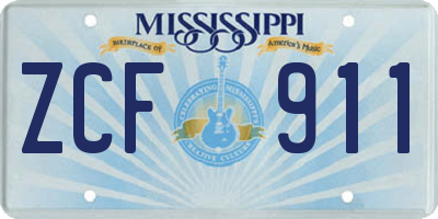 MS license plate ZCF911
