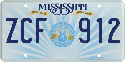 MS license plate ZCF912