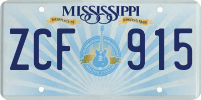 MS license plate ZCF915