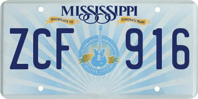 MS license plate ZCF916
