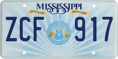 MS license plate ZCF917