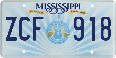 MS license plate ZCF918