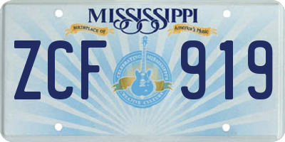 MS license plate ZCF919