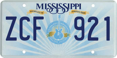 MS license plate ZCF921