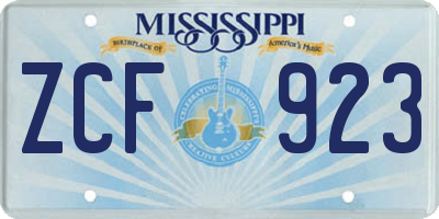 MS license plate ZCF923