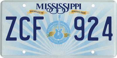 MS license plate ZCF924