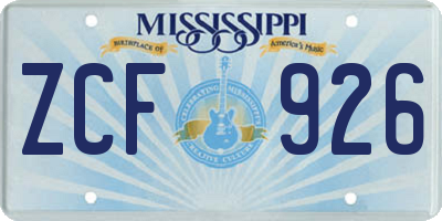 MS license plate ZCF926