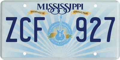 MS license plate ZCF927
