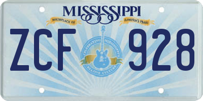 MS license plate ZCF928