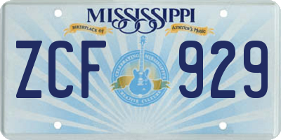 MS license plate ZCF929