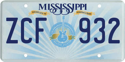 MS license plate ZCF932