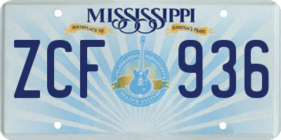 MS license plate ZCF936