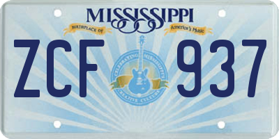 MS license plate ZCF937