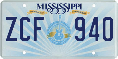MS license plate ZCF940