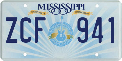 MS license plate ZCF941