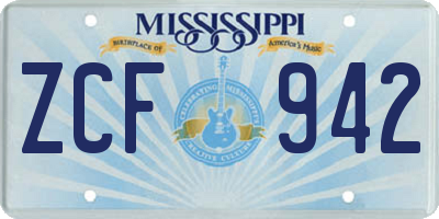 MS license plate ZCF942