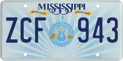 MS license plate ZCF943