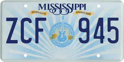 MS license plate ZCF945