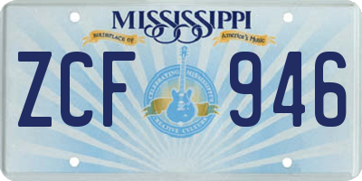 MS license plate ZCF946