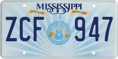MS license plate ZCF947