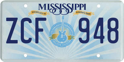 MS license plate ZCF948