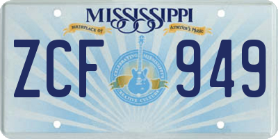 MS license plate ZCF949