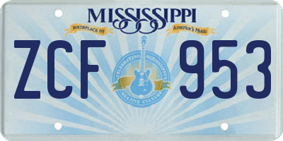 MS license plate ZCF953