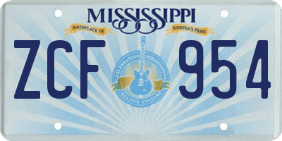MS license plate ZCF954