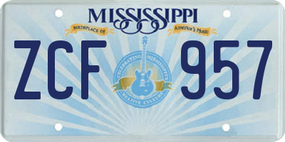 MS license plate ZCF957