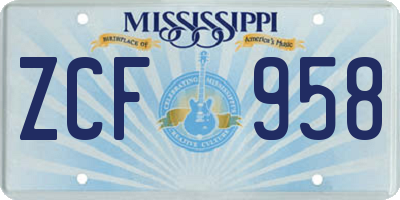 MS license plate ZCF958