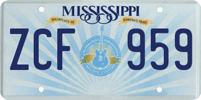 MS license plate ZCF959
