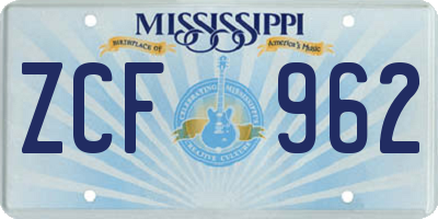 MS license plate ZCF962